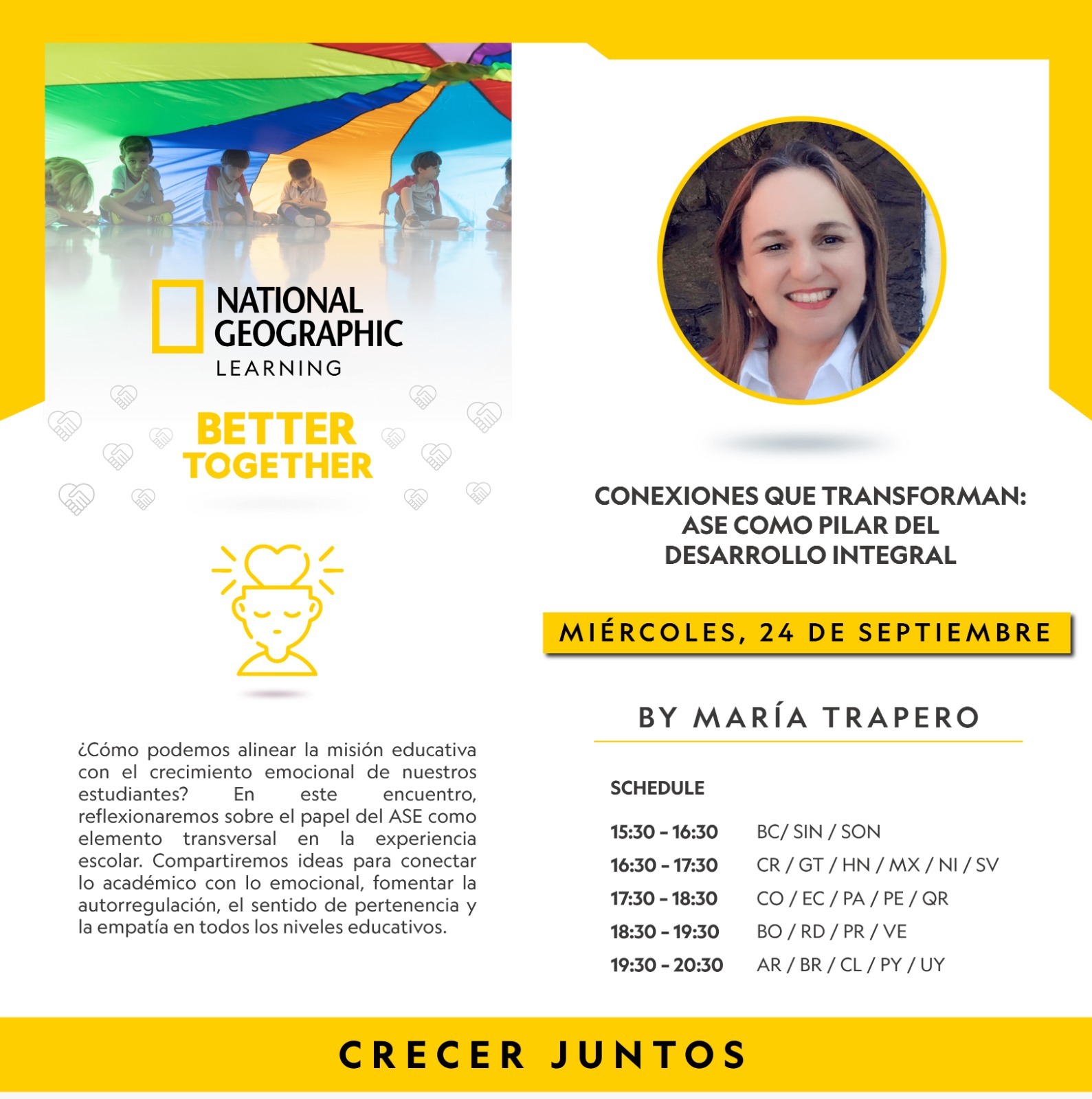 Cendux tiene el placer de invitarle al Seminario de National Geographic Learning: «Conexiones que transforman ASE como pilar del desarrollo integral»